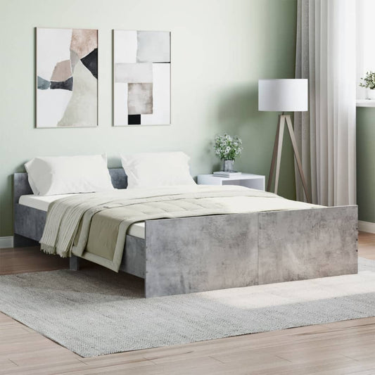 vidaXL Estructura de cama con cabecero piecero gris hormigón 140x190cm