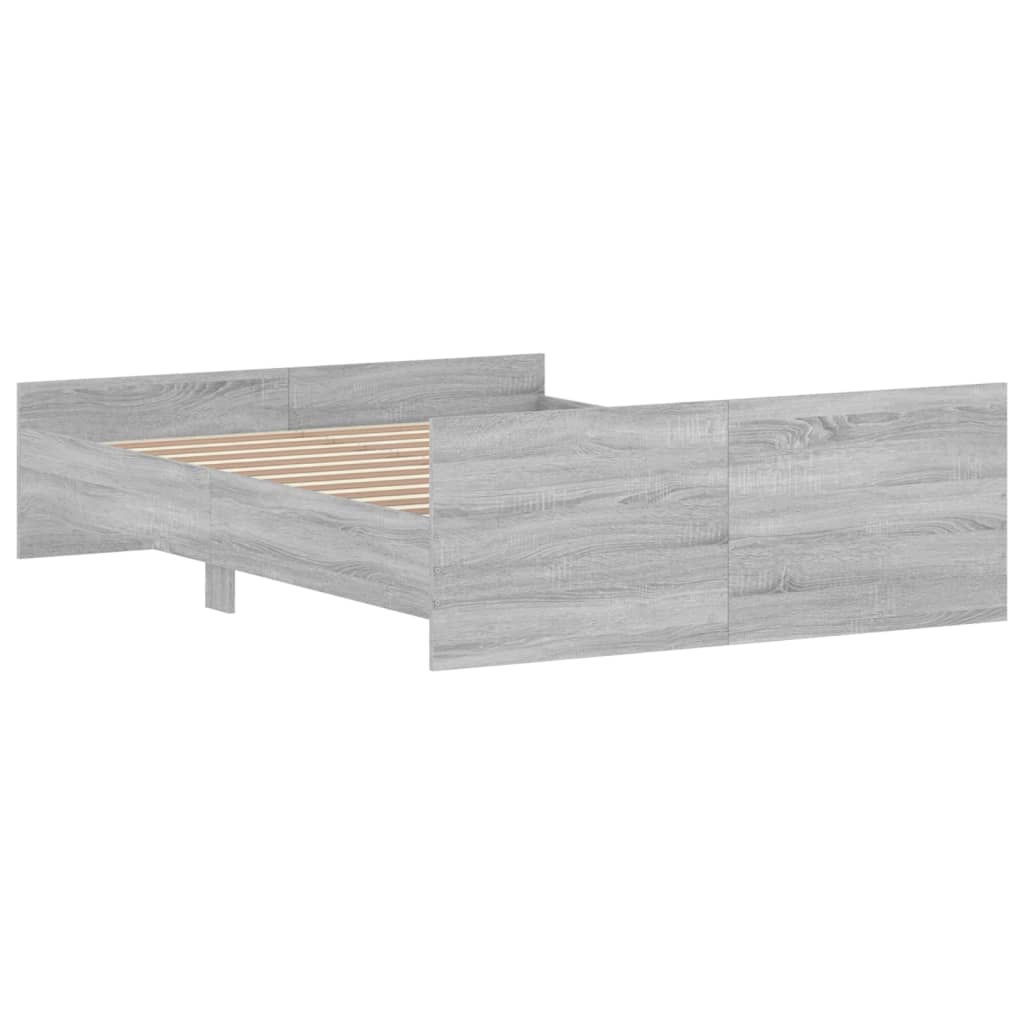 vidaXL Estructura de cama con cabecero piecero gris Sonoma 140x190 cm