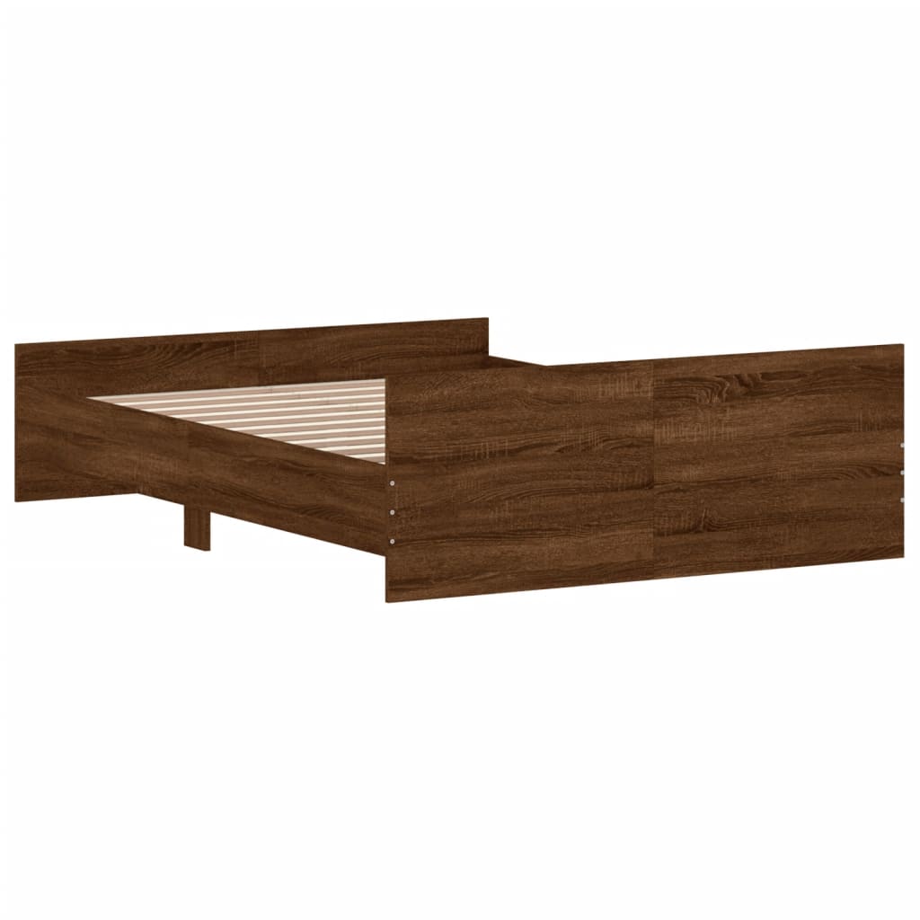 vidaXL Estructura de cama con cabecero piecero roble marrón 140x190 cm