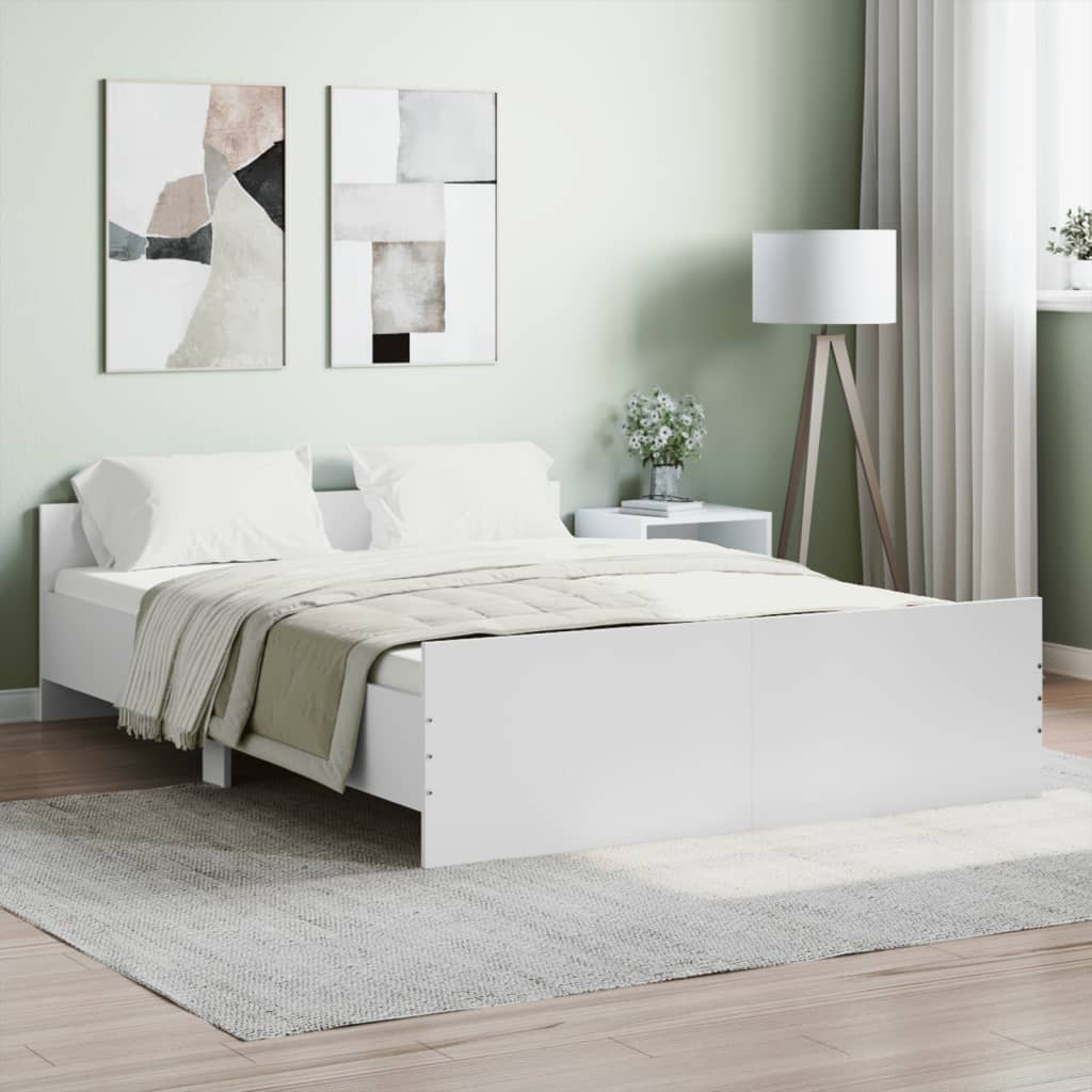 vidaXL Estructura de cama con cabecero piecero blanco 135x190 cm