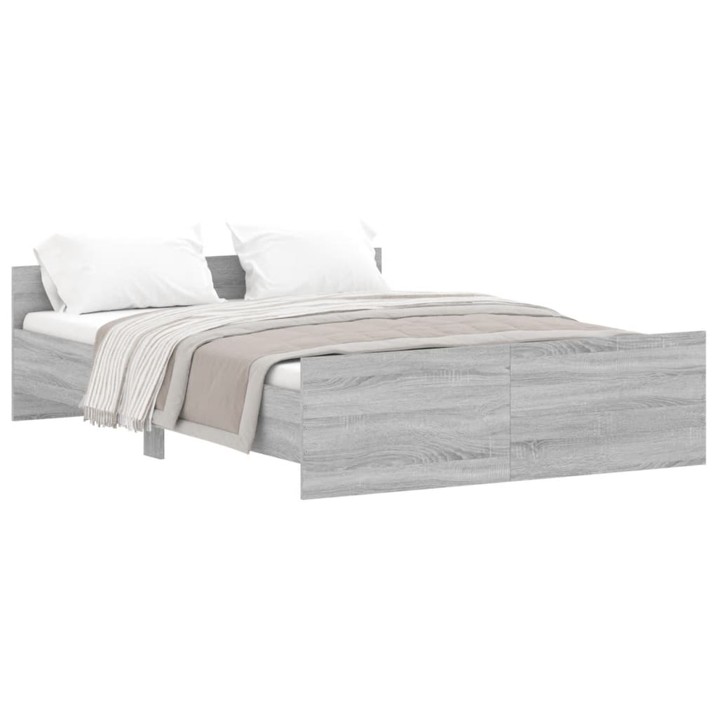 vidaXL Estructura de cama con cabecero piecero gris Sonoma 135x190 cm