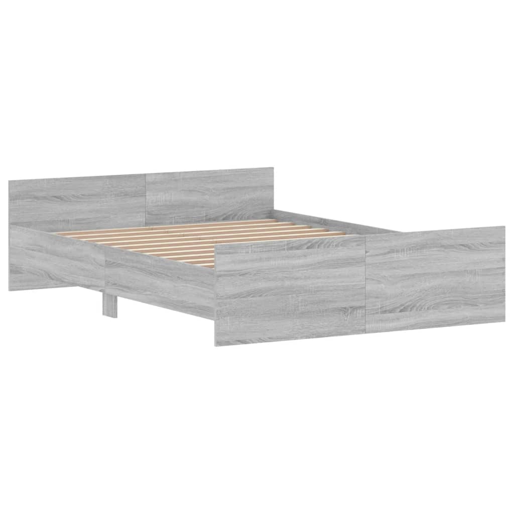 vidaXL Estructura de cama con cabecero piecero gris Sonoma 135x190 cm