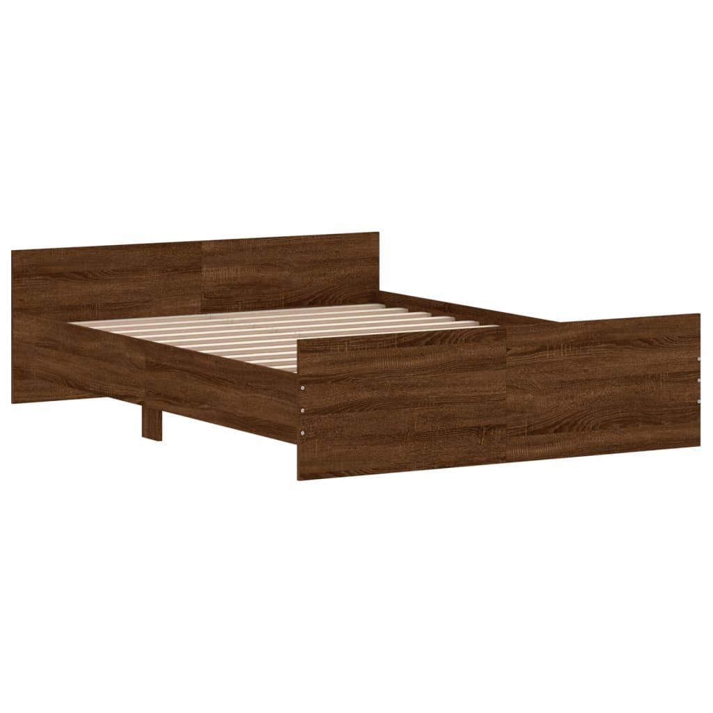 vidaXL Estructura de cama con cabecero piecero roble marrón 135x190cm