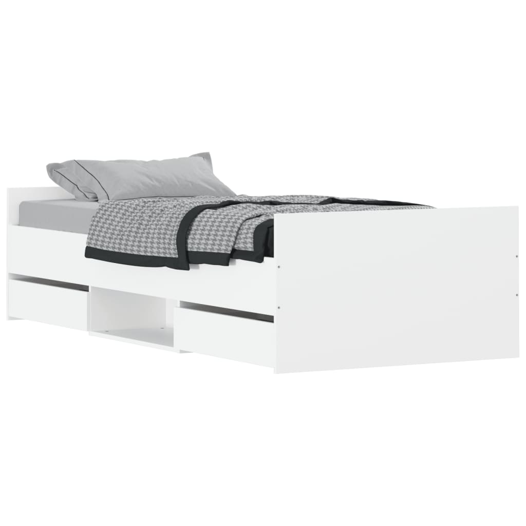 vidaXL Estructura de cama con cabecero piecero blanca 100x200 cm