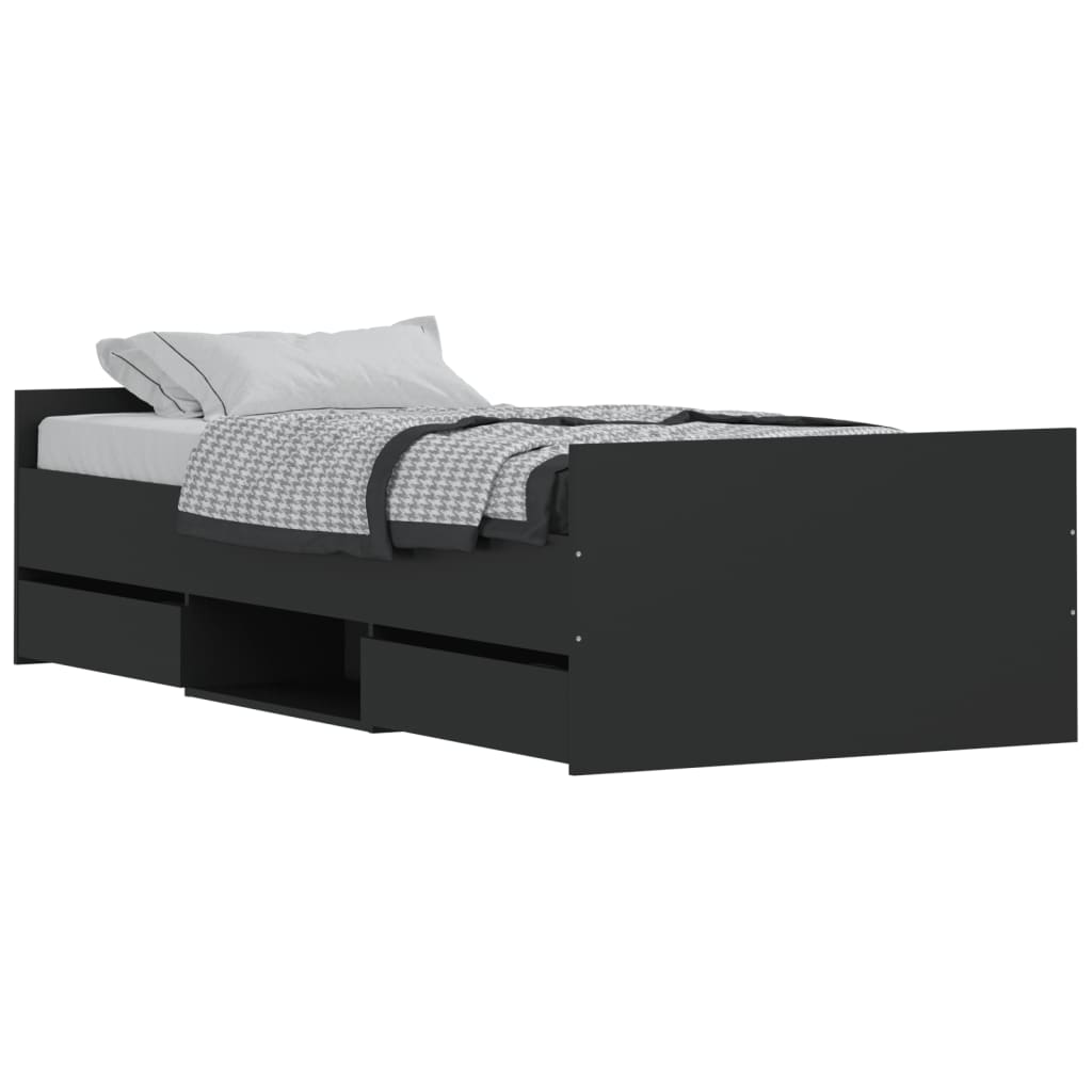 vidaXL Estructura de cama con cabecero piecero negro 100x200cm