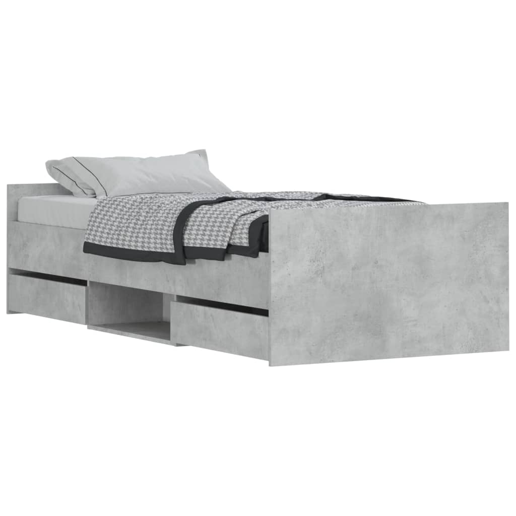 vidaXL Estructura de cama con cabecero piecero gris hormigón 100x200cm