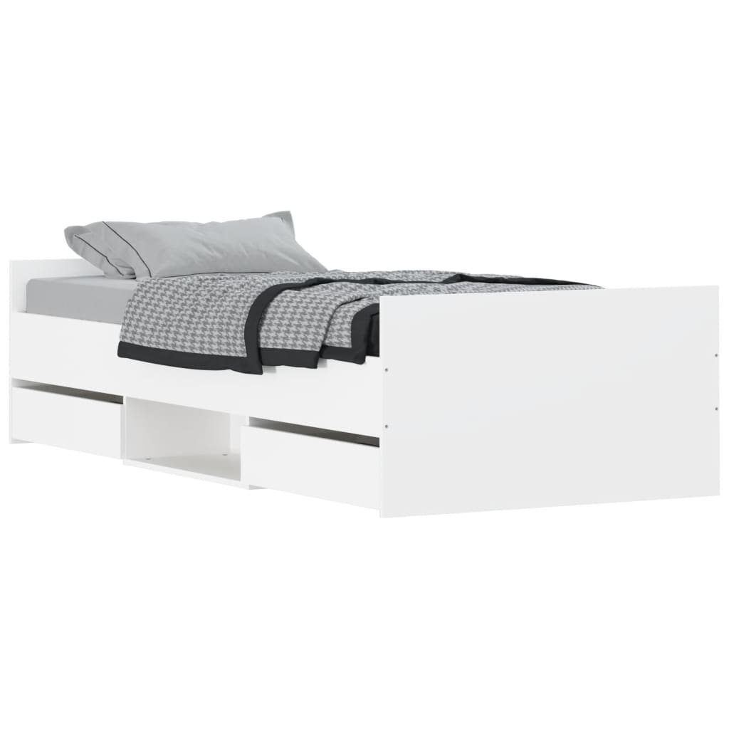 vidaXL Estructura de cama con cabecero piecero blanca 90x200 cm