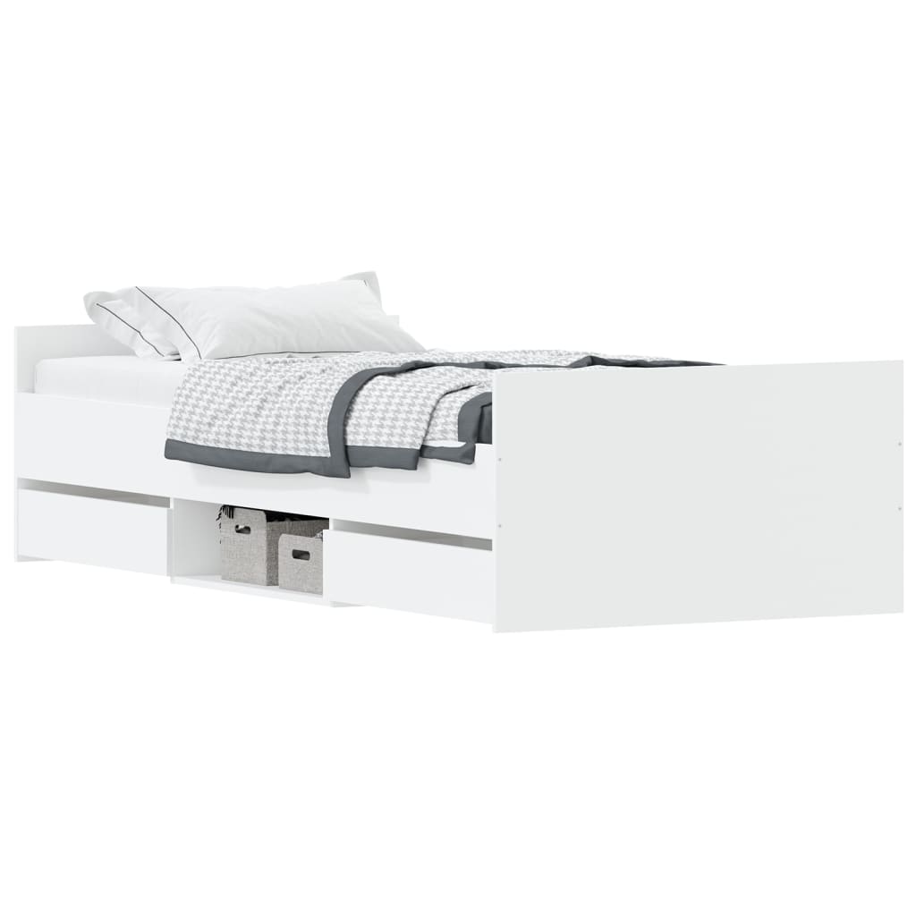 vidaXL Estructura de cama con cabecero piecero blanca 90x200 cm