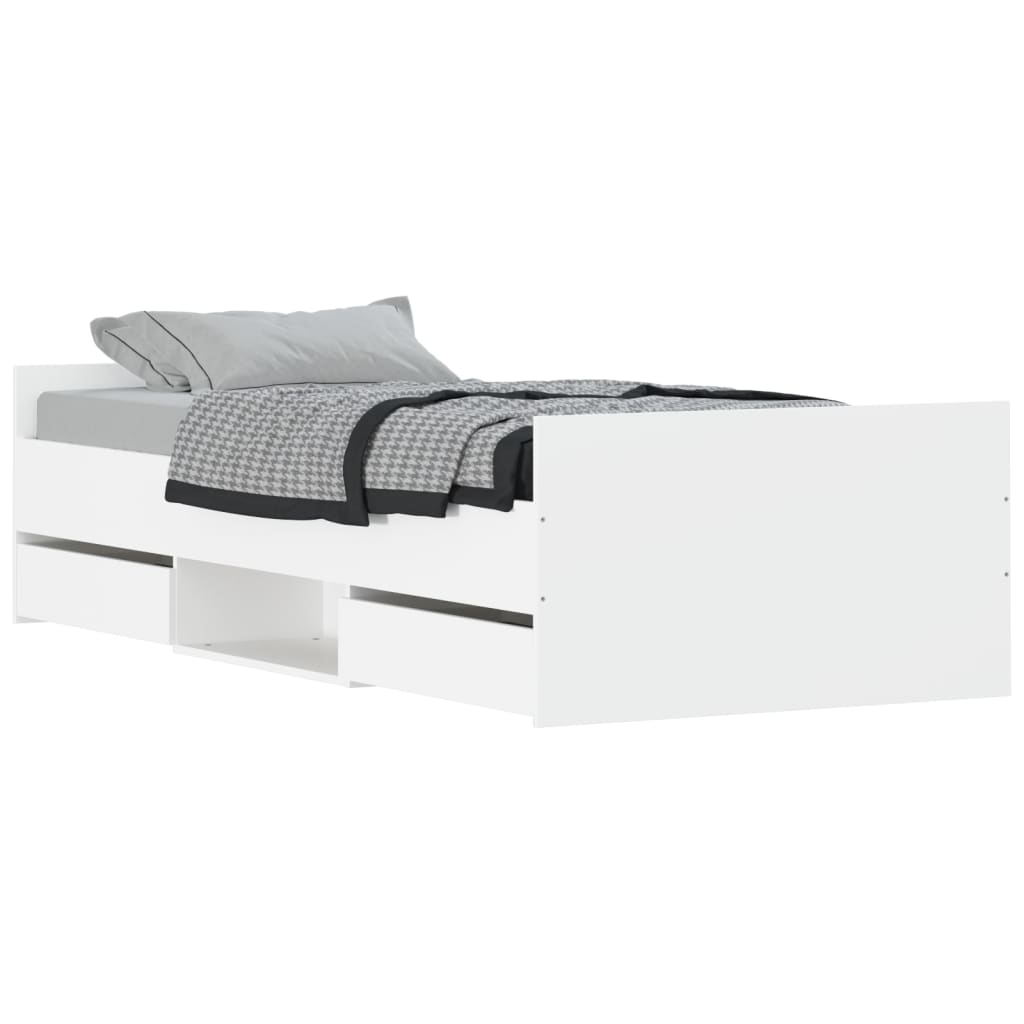 vidaXL Estructura de cama con cabecero piecero blanca 90x190 cm