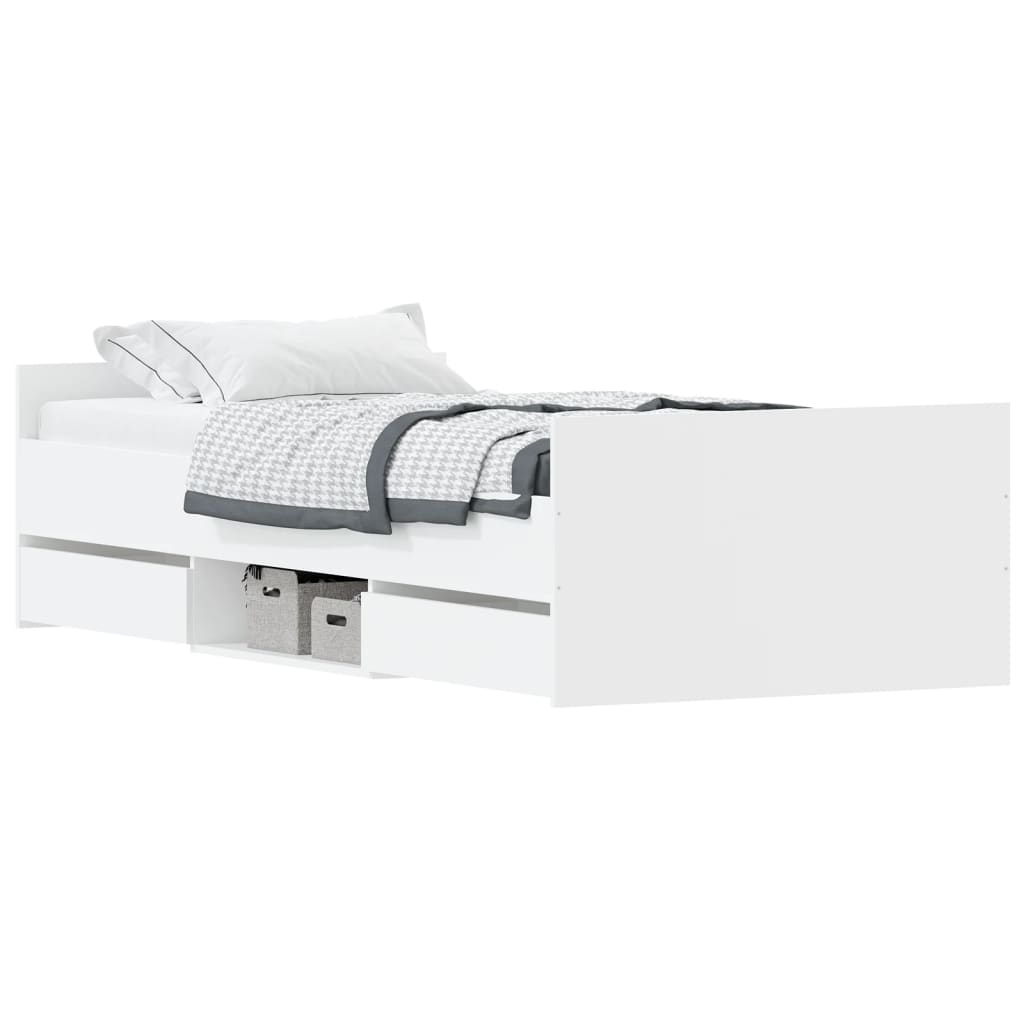 vidaXL Estructura de cama con cabecero piecero blanca 90x190 cm