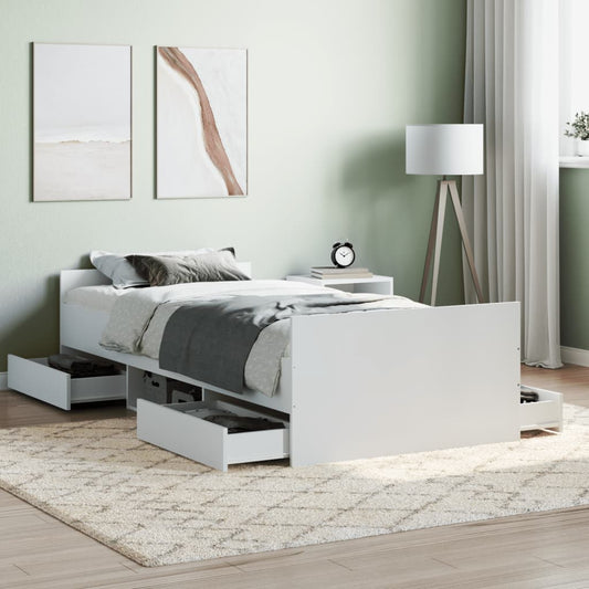 vidaXL Estructura de cama con cabecero piecero blanca 90x190 cm