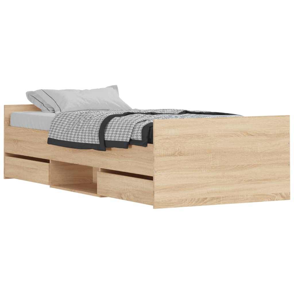 vidaXL Estructura de cama con cabecero piecero roble Sonoma 90x190 cm