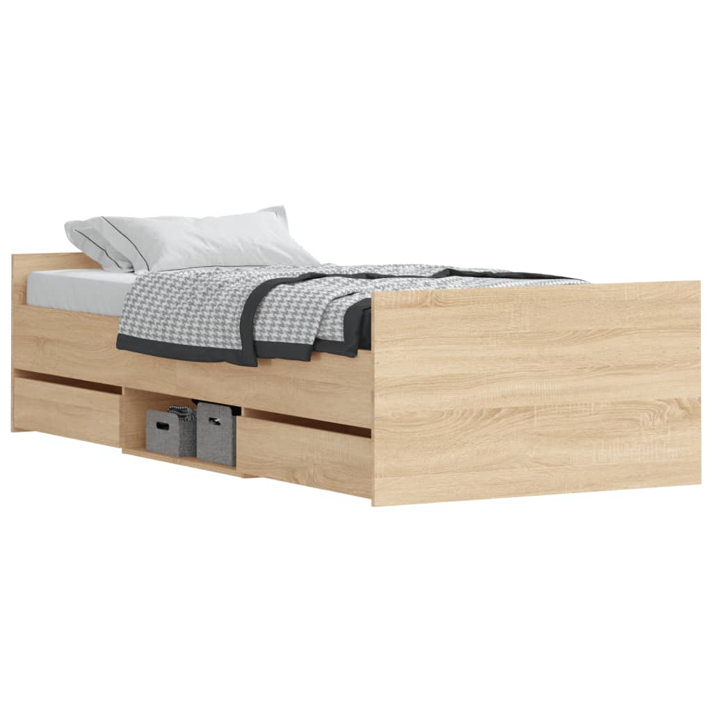 vidaXL Estructura de cama con cabecero piecero roble Sonoma 90x190 cm