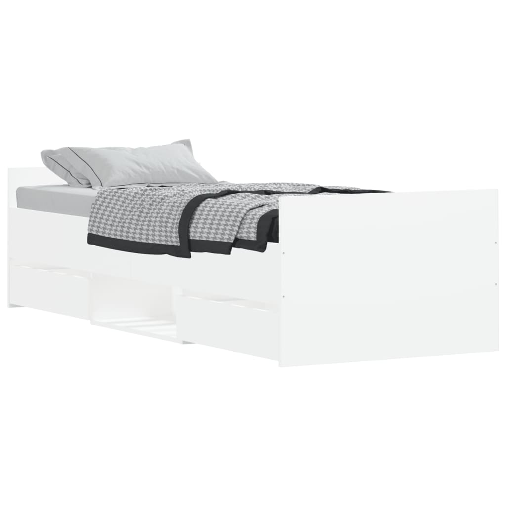 vidaXL Estructura de cama con cabecero piecero blanca 75x190 cm