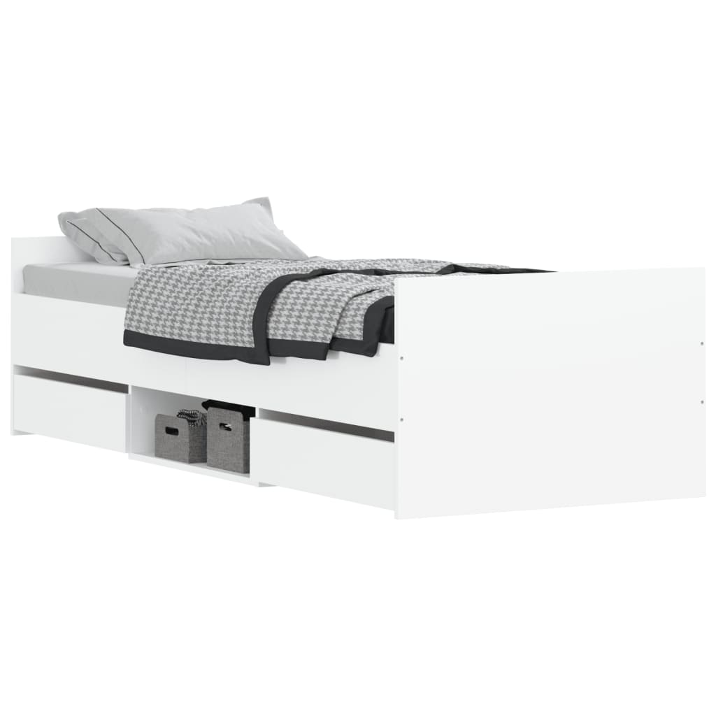 vidaXL Estructura de cama con cabecero piecero blanca 75x190 cm