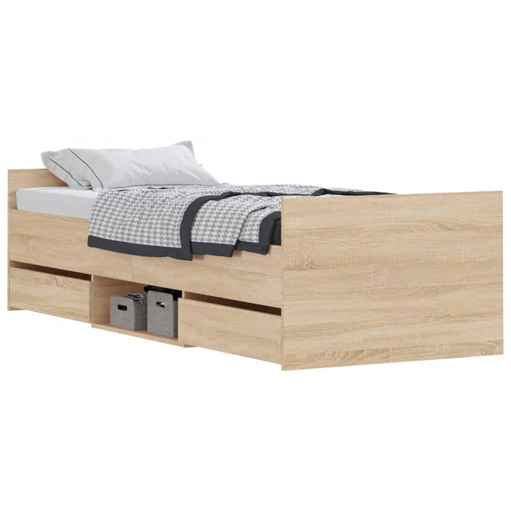 vidaXL Estructura de cama con cabecero piecero roble Sonoma 75x190 cm