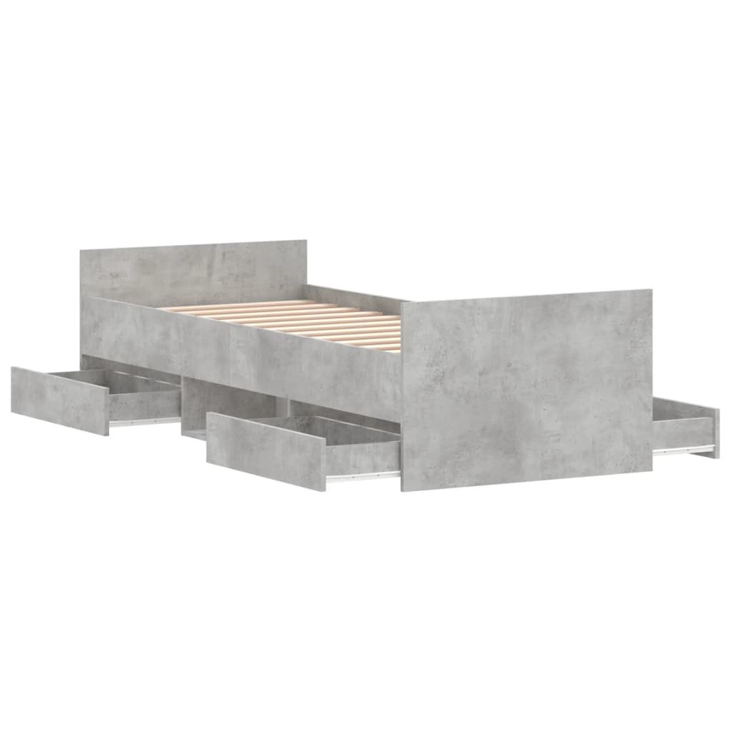 vidaXL Estructura de cama con cabecero piecero gris hormigón 75x190 cm