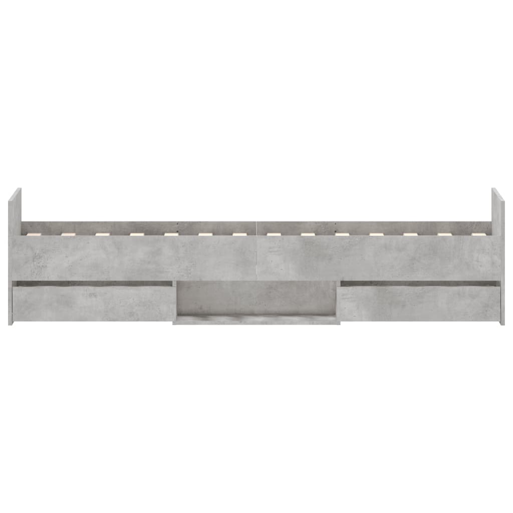 vidaXL Estructura de cama con cabecero piecero gris hormigón 75x190 cm