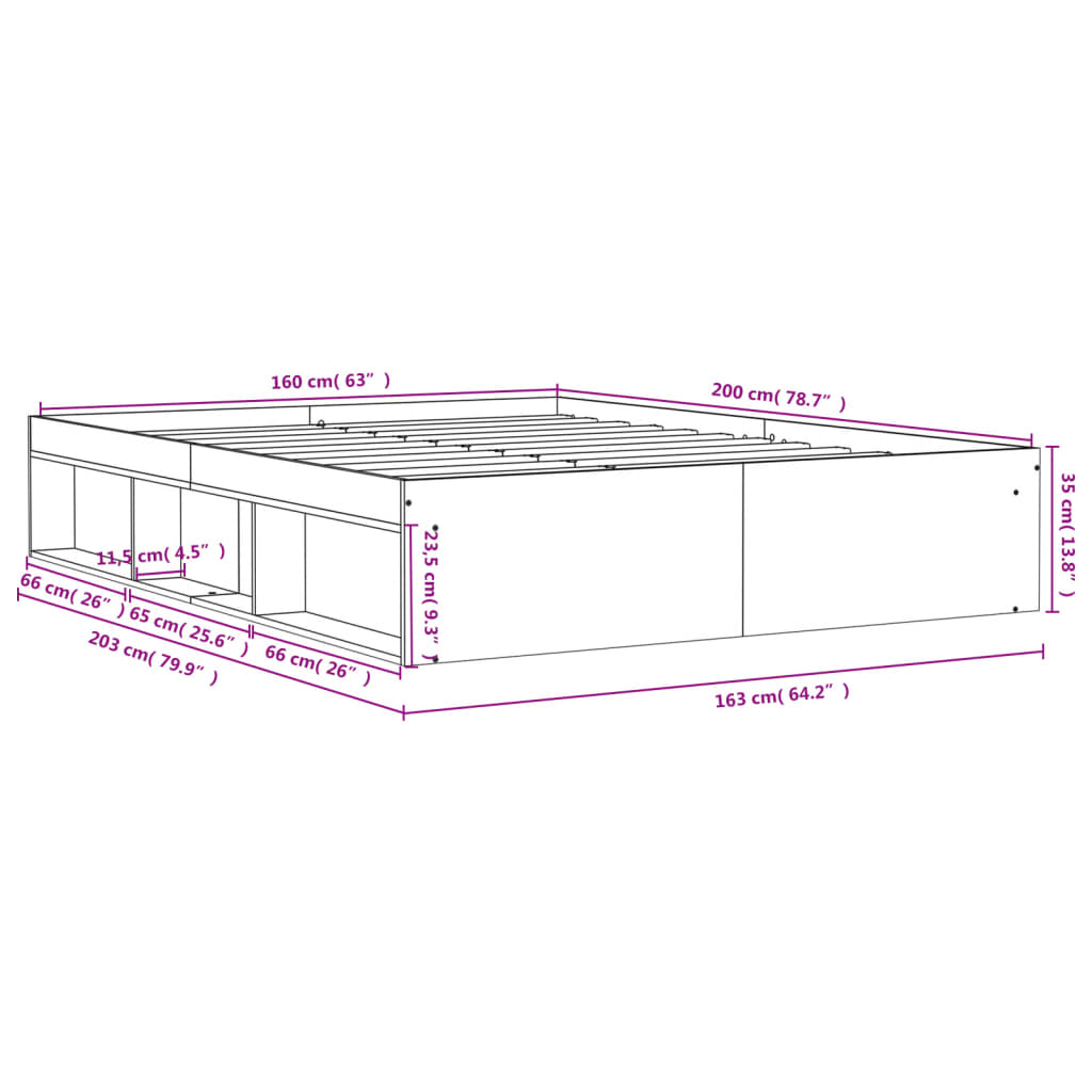 vidaXL Estructura de cama roble marrón 160x200 cm