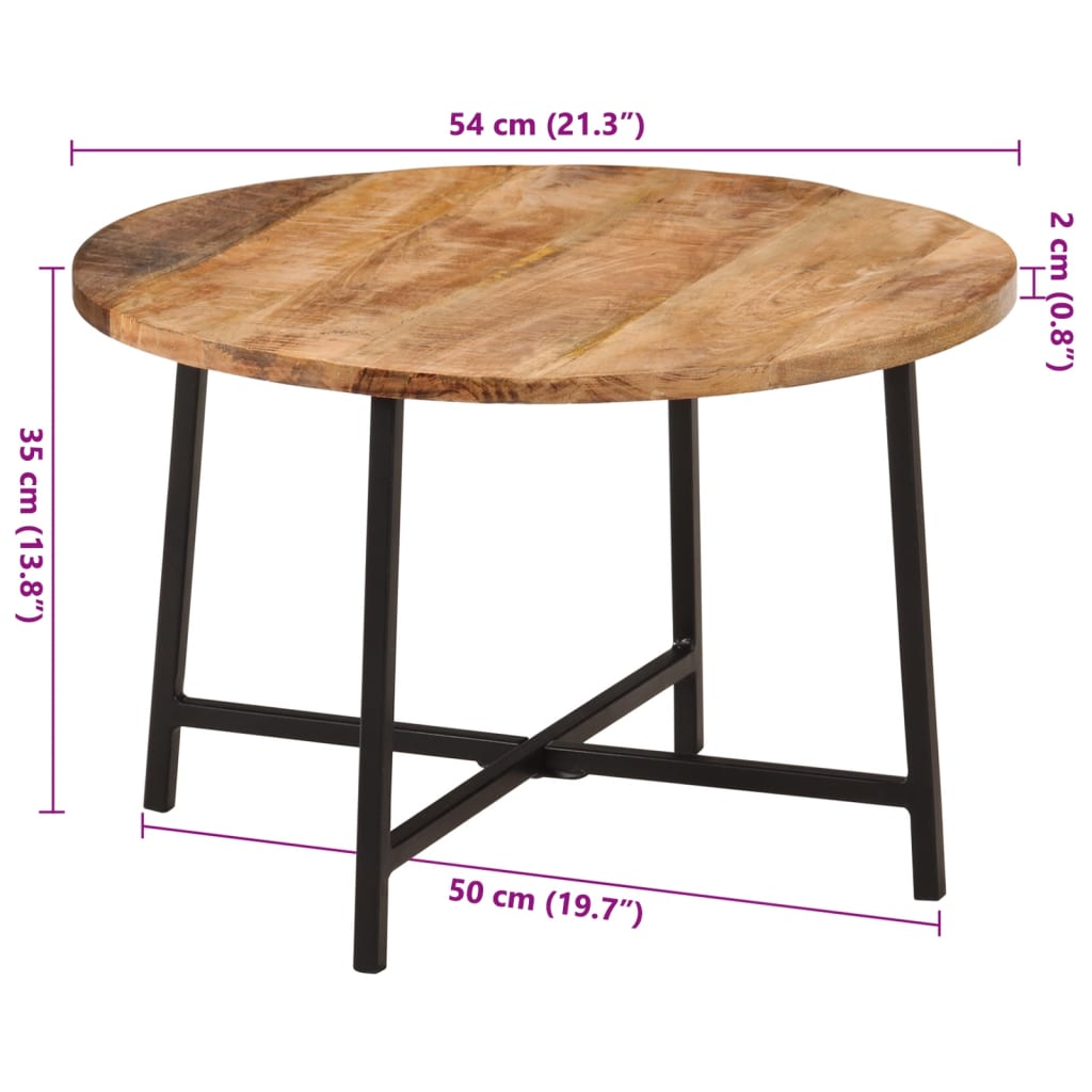 vidaXL Mesa de centro hierro y madera maciza de mango 54x54x35 cm