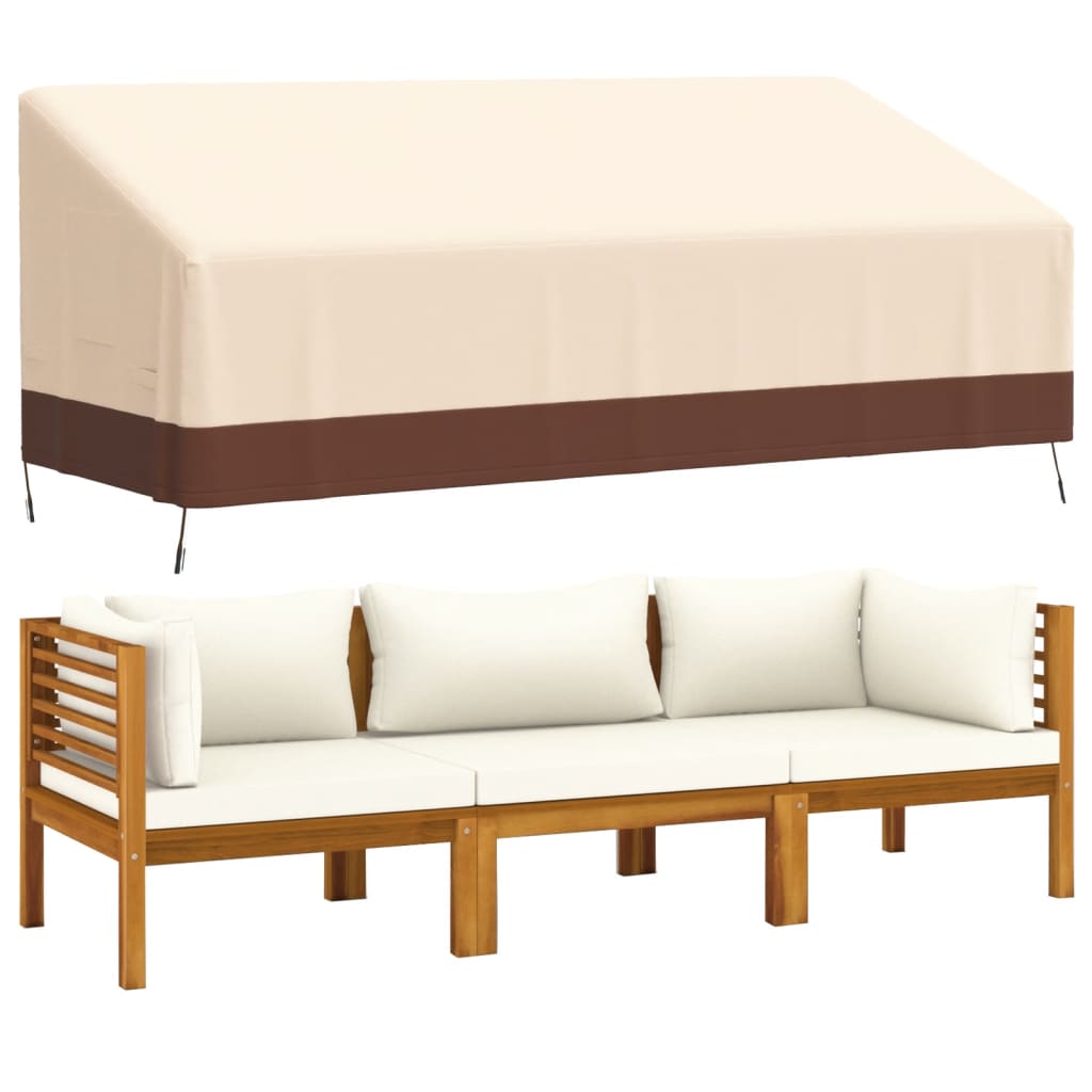 vidaXL Cubierta de banco de 3 plazas Oxford 600D beige 204x86x48/73 cm