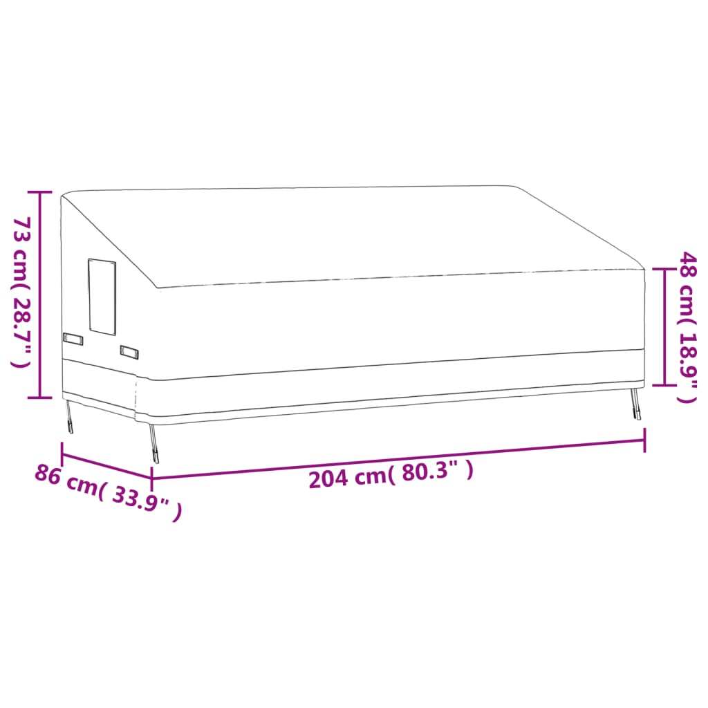 vidaXL Cubierta de banco de 3 plazas Oxford 600D beige 204x86x48/73 cm