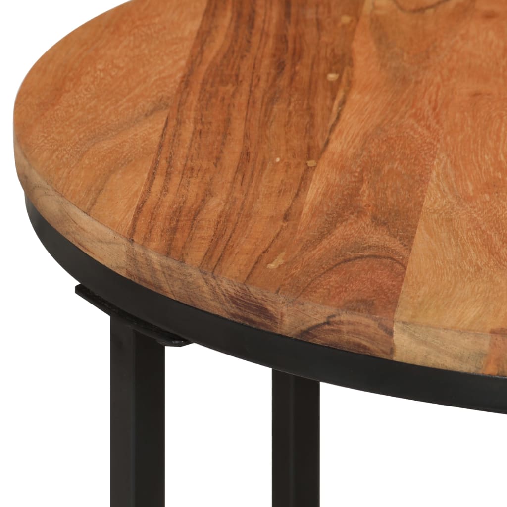 vidaXL Mesa de centro de madera maciza de acacia y hierro 45x45x35 cm