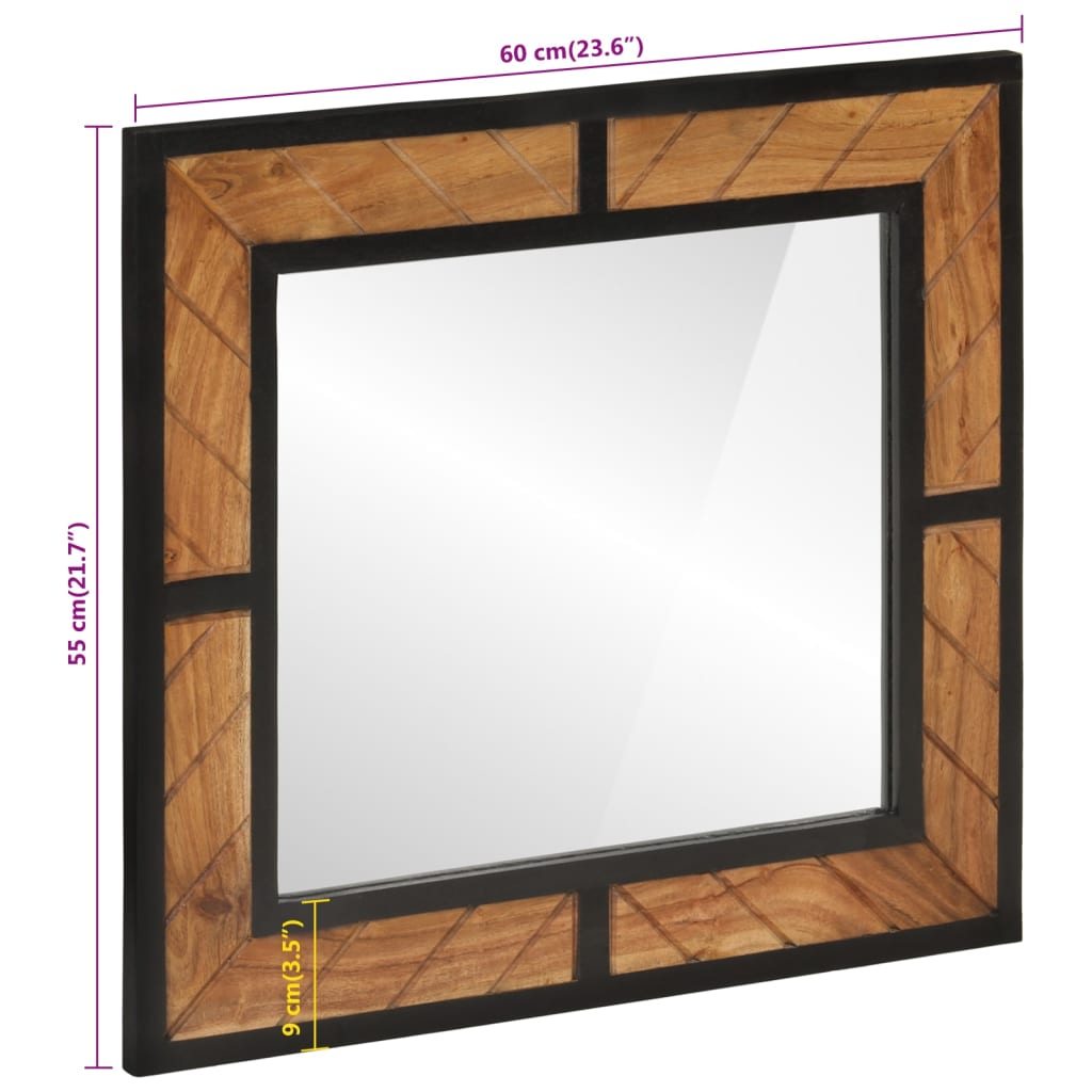vidaXL Espejo de baño de madera maciza de acacia 60x1x55 cm