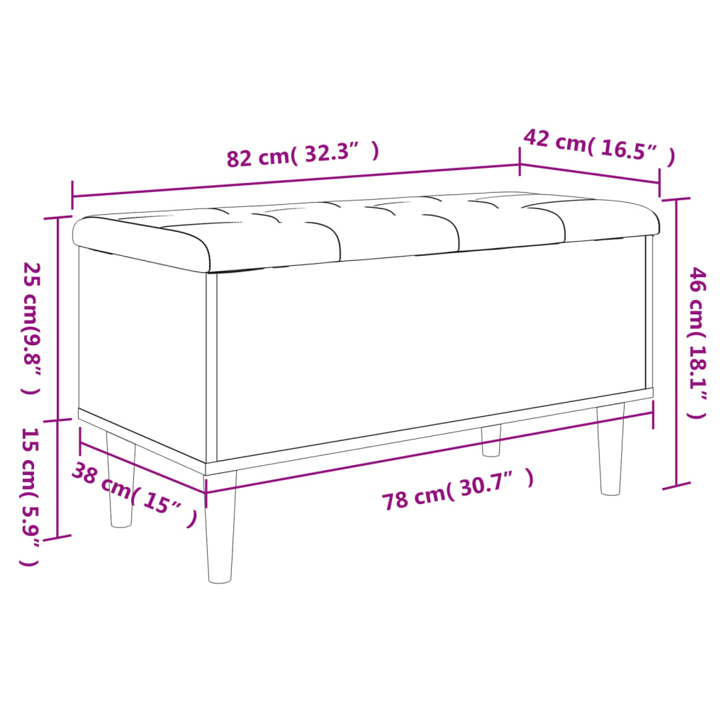 vidaXL Banco con almacenaje madera de ingeniería blanco 82x42x46 cm