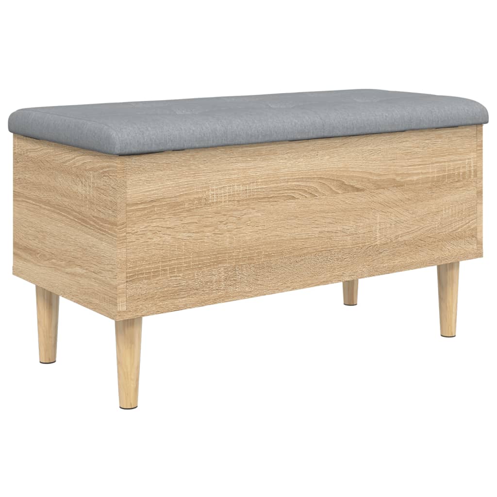 vidaXL Banco con almacenaje madera ingeniería roble Sonoma 82x42x46 cm