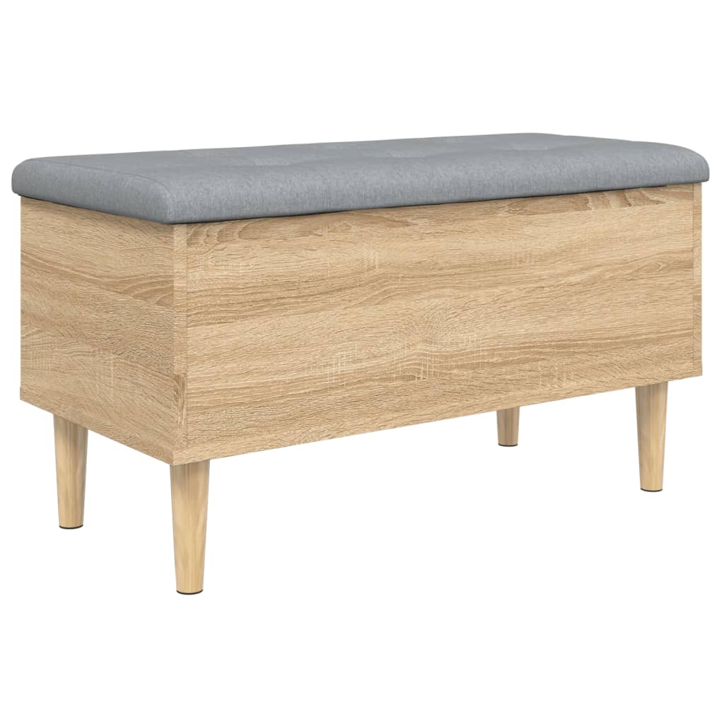 vidaXL Banco con almacenaje madera ingeniería roble Sonoma 82x42x46 cm