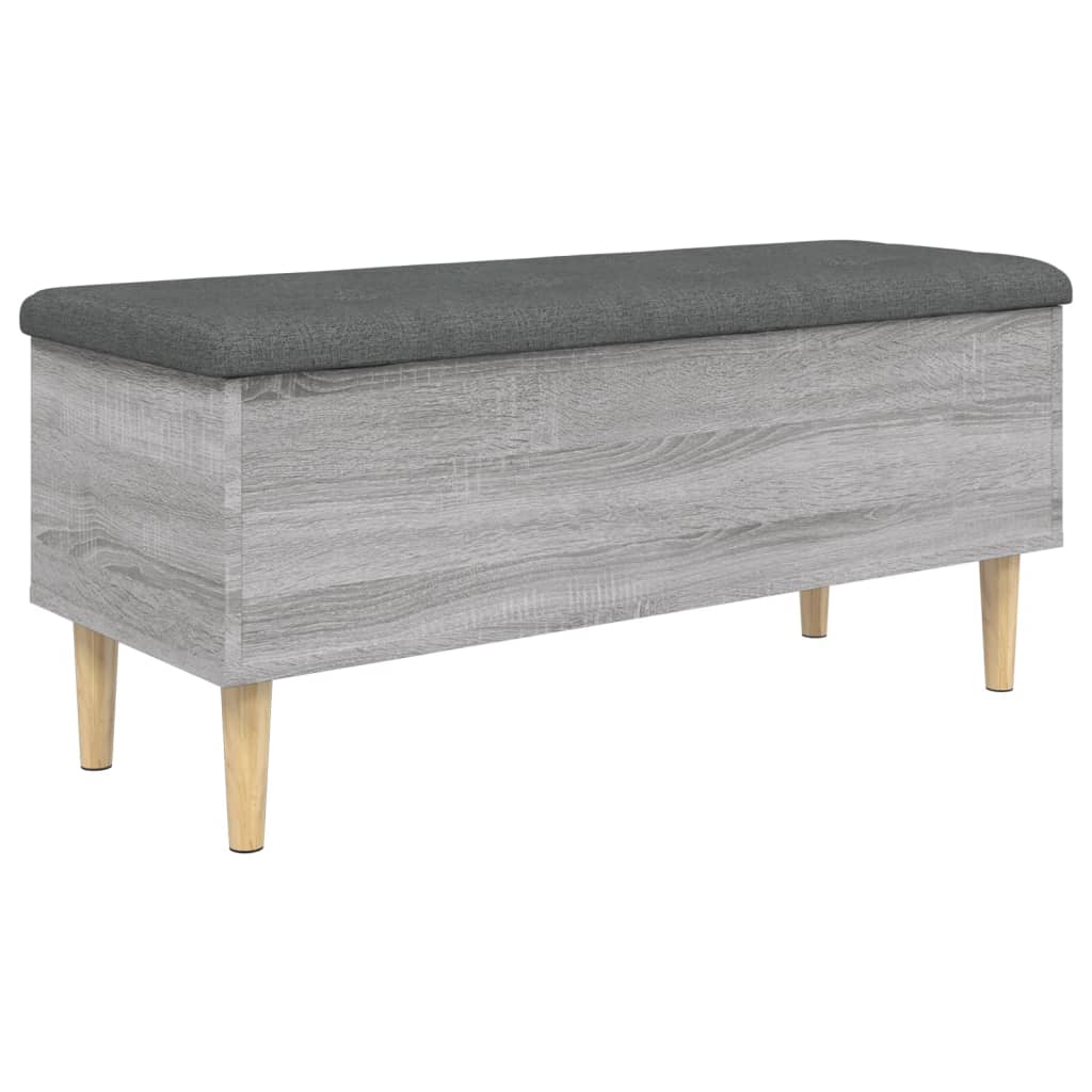 vidaXL Banco con almacenaje madera ingeniería gris Sonoma 102x42x46 cm