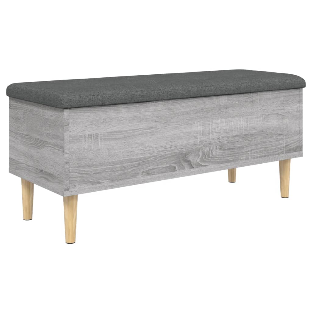 vidaXL Banco con almacenaje madera ingeniería gris Sonoma 102x42x46 cm