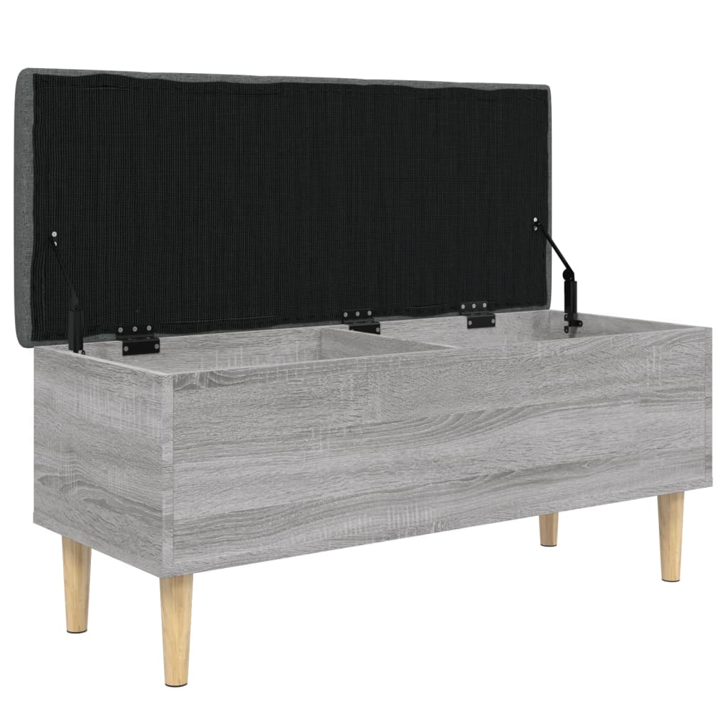 vidaXL Banco con almacenaje madera ingeniería gris Sonoma 102x42x46 cm