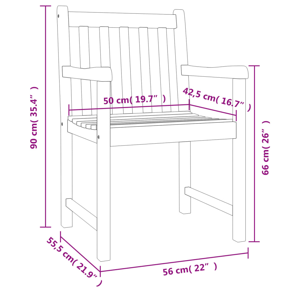 vidaXL Sillas de jardín 4 uds madera maciza de acacia 56x55,5x90 cm