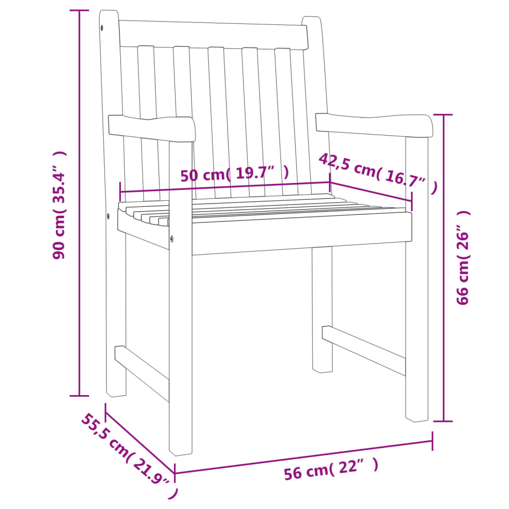 vidaXL Sillas de jardín 6 uds madera maciza de acacia 56x55,5x90 cm