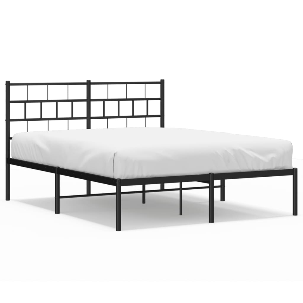 vidaXL Estructura cama sin colchón con cabecero metal negro 160x200 cm