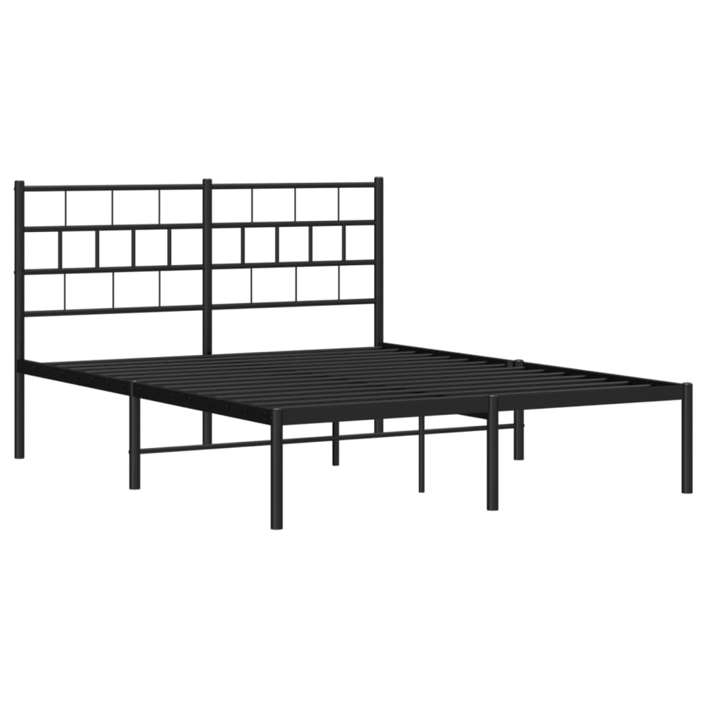 vidaXL Estructura cama sin colchón con cabecero metal negro 160x200 cm