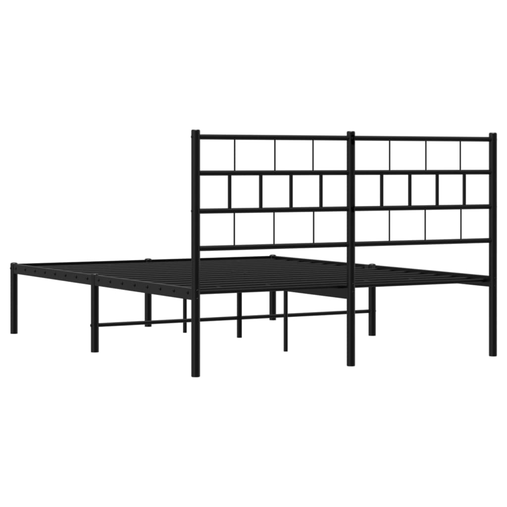 vidaXL Estructura cama sin colchón con cabecero metal negro 160x200 cm