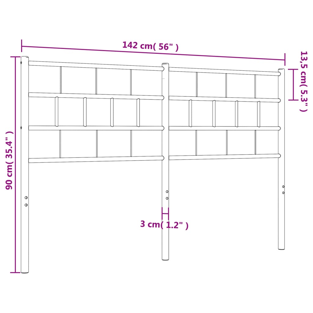 vidaXL Cabecero de metal blanco 135 cm