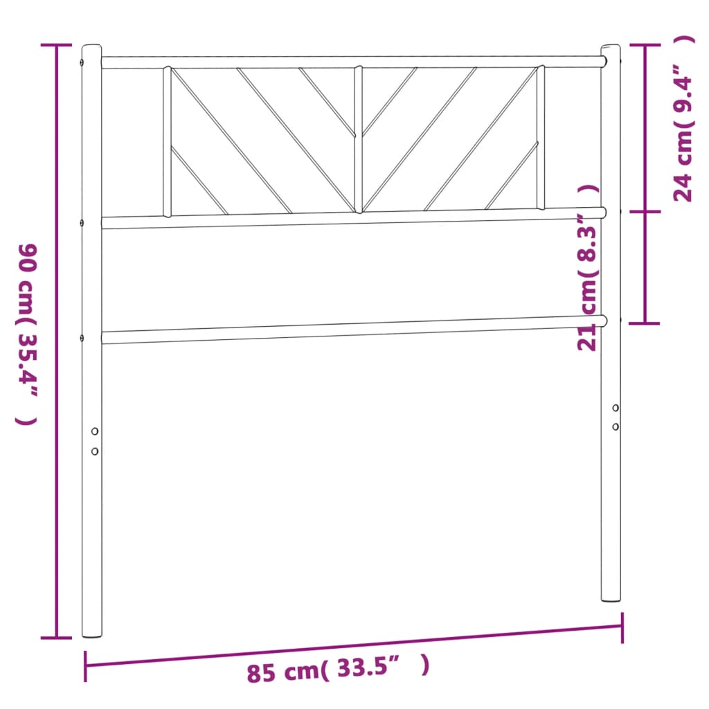 vidaXL Cabecero de metal negro 80 cm