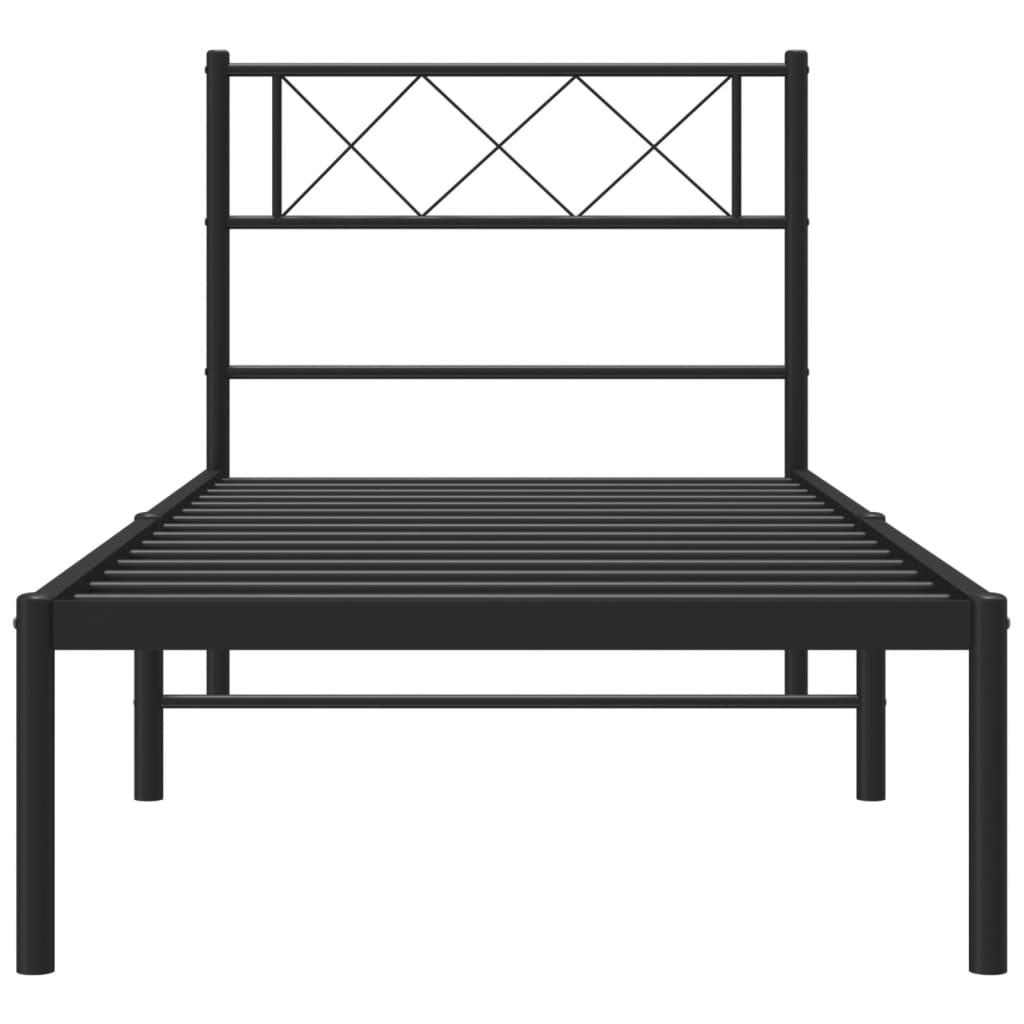 vidaXL Estructura cama sin colchón con cabecero metal negro 80x200 cm