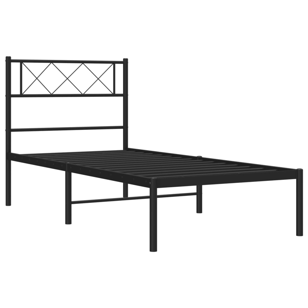 vidaXL Estructura cama sin colchón con cabecero metal negro 80x200 cm