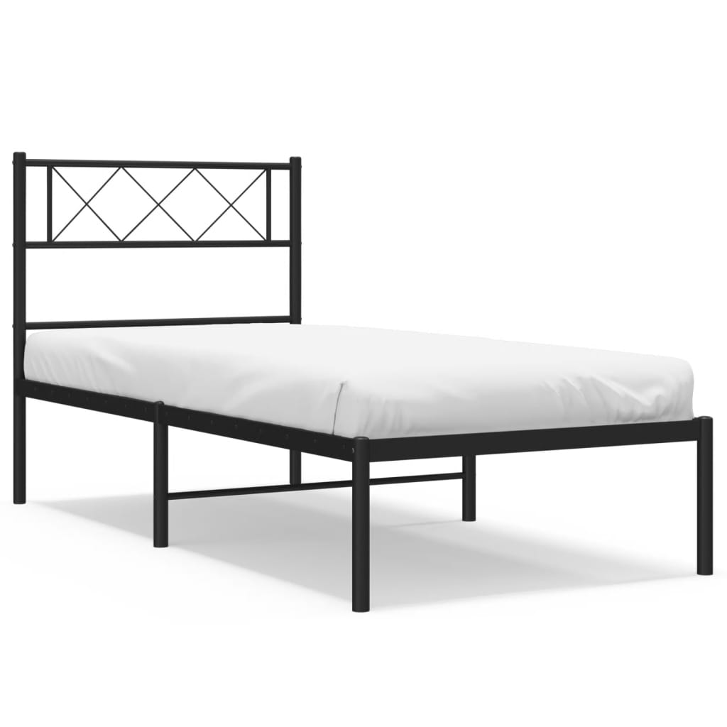 vidaXL Estructura cama sin colchón con cabecero metal negro 90x200 cm