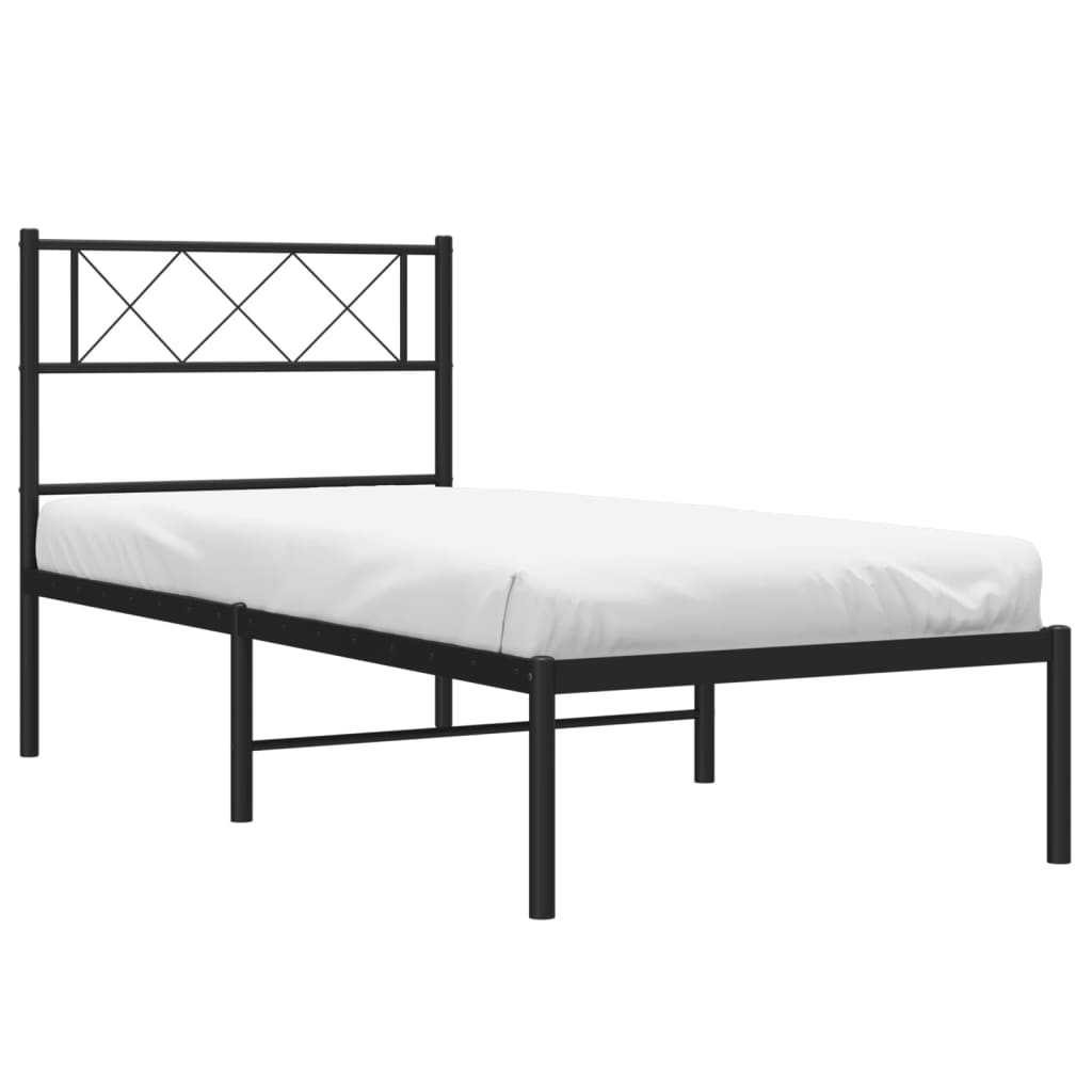 vidaXL Estructura cama sin colchón con cabecero metal negro 90x200 cm