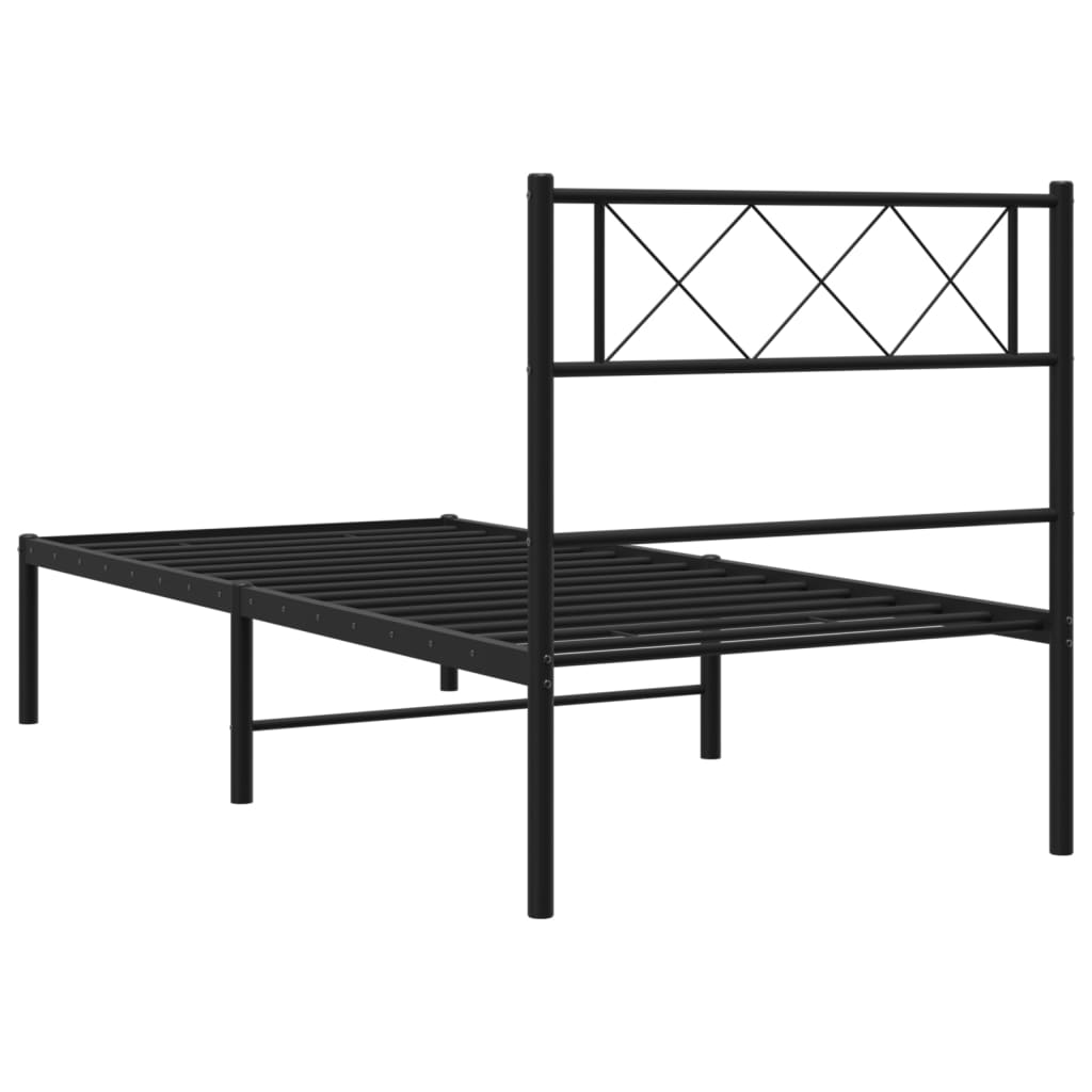 vidaXL Estructura cama sin colchón con cabecero metal negro 90x200 cm