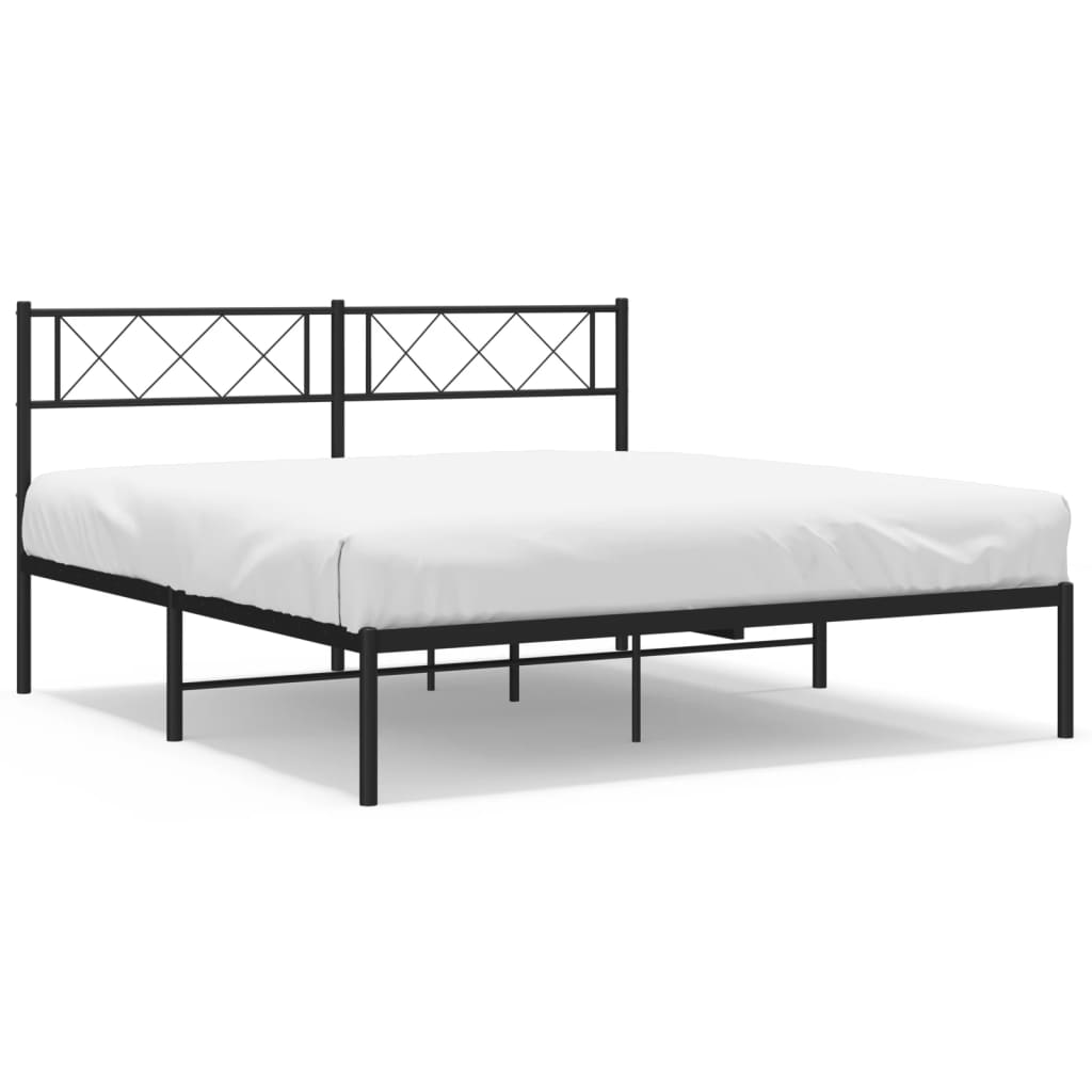 vidaXL Estructura cama sin colchón con cabecero metal negro 160x200 cm