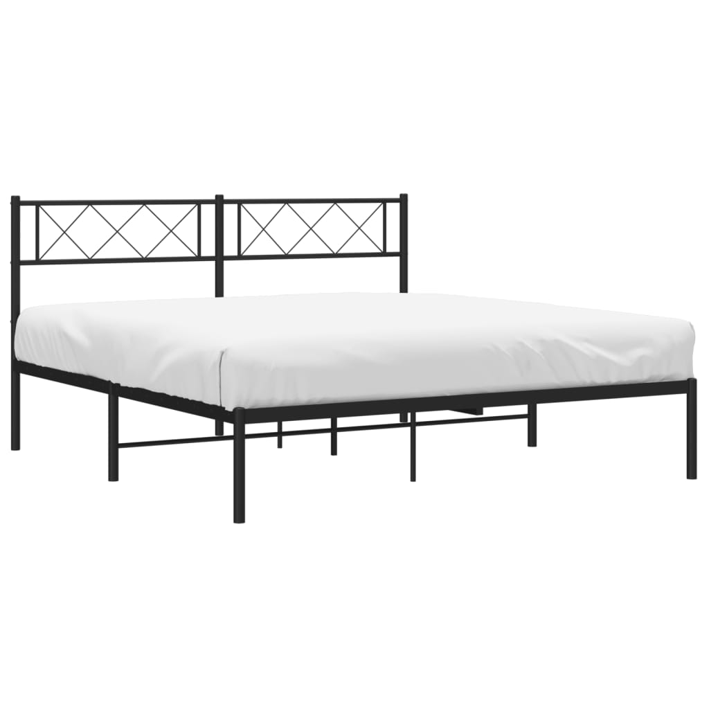 vidaXL Estructura cama sin colchón con cabecero metal negro 160x200 cm