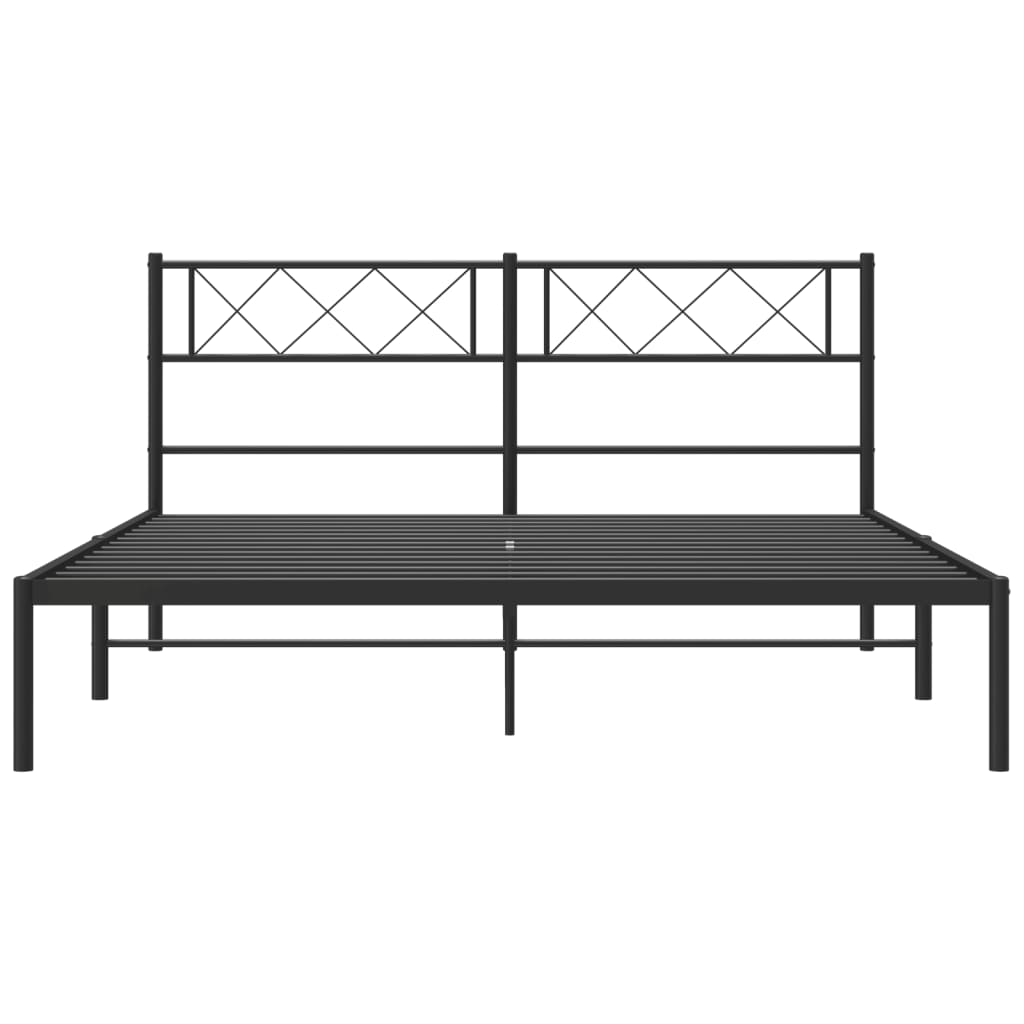 vidaXL Estructura cama sin colchón con cabecero metal negro 160x200 cm