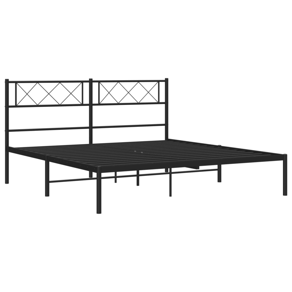 vidaXL Estructura cama sin colchón con cabecero metal negro 160x200 cm